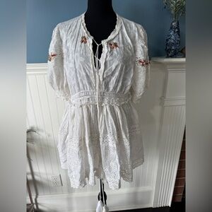 Barok Paris Beautiful Boho Handbeaded Cotton Dress ~ M ~ NWT!~ Boutique